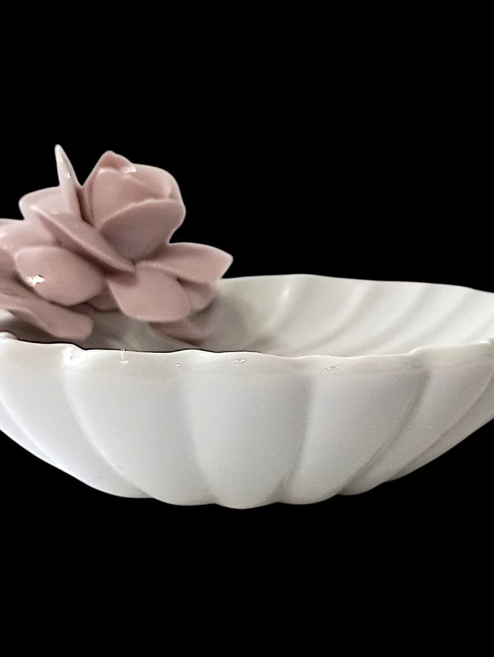 Applied Rose Seashell Candy Trinket Soap Dish Porcelain‎ Shabby Decor Victorian